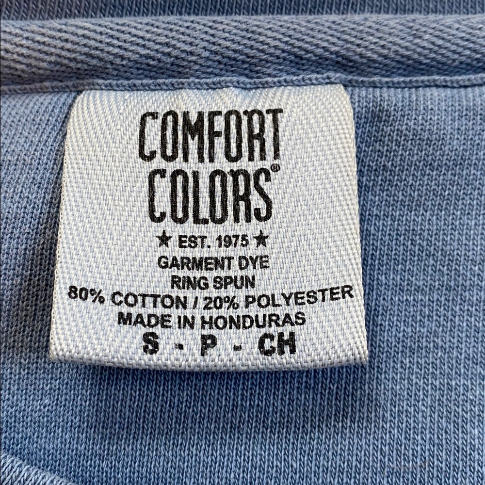 Dolly embroidered Comfort Colors blue pink cotton blend sweatshirt Sz S - Picture 5 of 7